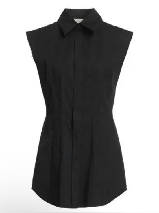 SPORTMAX Tops - SPORTMAX Sleeveless Black Collared Button-Front shirt. Size 42 (8).